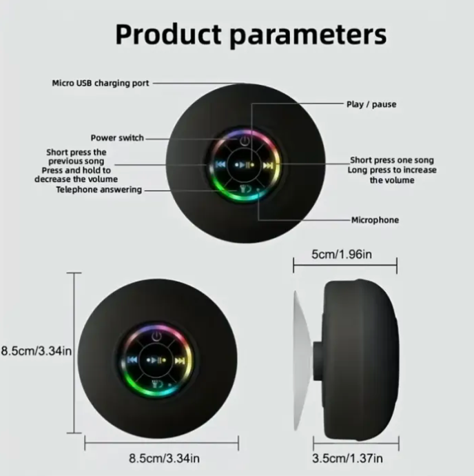 LED Bluetooth Waterproof Speaker Product Parameters